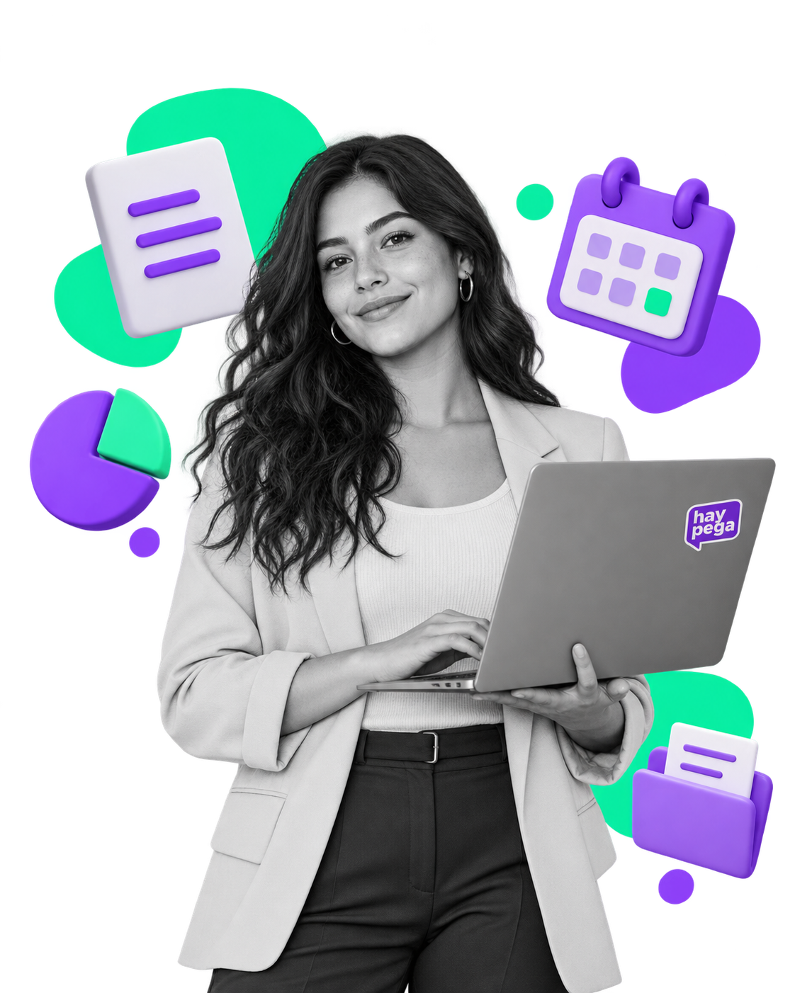 Profesional administrativa usando un computador portátil